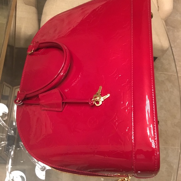 Louis Vuitton Alma Red Patent Leather Satchel